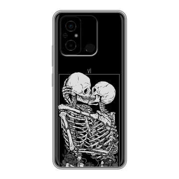 Силиконовый чехол на Xiaomi Poco C55 с принтом Поцелуй скелетов Силиконовый чехол на Xiaomi Poco C55 с принтом Поцелуй скелетов