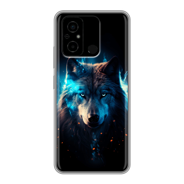 Силиконовый чехол на Xiaomi Poco C55 с принтом Волк ночной Силиконовый чехол на Xiaomi Poco C55 с принтом Волк ночной