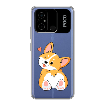 Силиконовый чехол на Xiaomi Poco C55 с принтом Корги