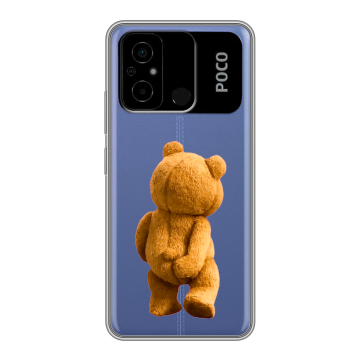 Силиконовый чехол на Xiaomi Poco C55 с принтом Медведь Силиконовый чехол на Xiaomi Poco C55 с принтом Медведь