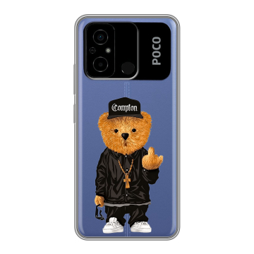 Силиконовый чехол на Xiaomi Poco C55 с принтом Плюшевый медведь
