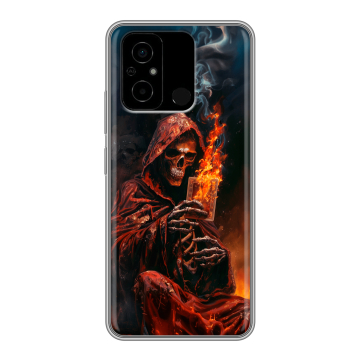 Силиконовый чехол на Xiaomi Poco C55 с принтом Скелет и карты