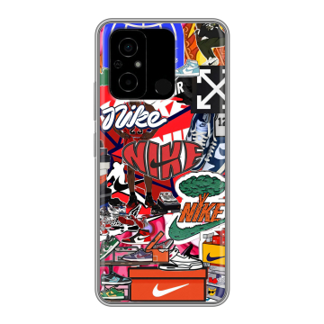 Силиконовый чехол на Xiaomi Poco C55 с принтом Найк Nike яркий