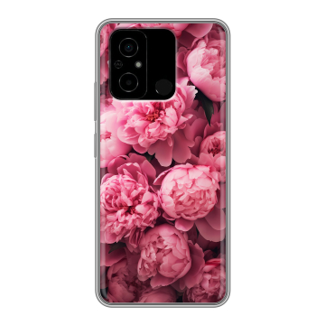 Силиконовый чехол на Xiaomi Poco C55 с принтом цветы пионы