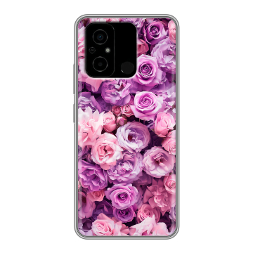 Силиконовый чехол на Xiaomi Poco C55 с принтом лавандовые розы