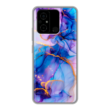Силиконовый чехол на Xiaomi Poco C55 с принтом синий мрамор Силиконовый чехол на Xiaomi Poco C55 с принтом синий мрамор