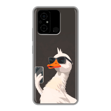 Силиконовый чехол на Xiaomi Poco C55 с принтом утка в очках