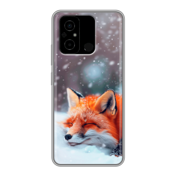 Силиконовый чехол на Xiaomi Poco C55 с принтом лиса Силиконовый чехол на Xiaomi Poco C55 с принтом лиса