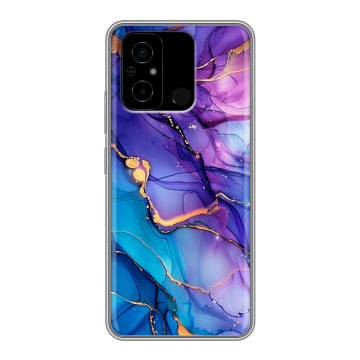 Силиконовый чехол на Xiaomi Poco C55 с принтом синий мрамор Силиконовый чехол на Xiaomi Poco C55 с принтом синий мрамор