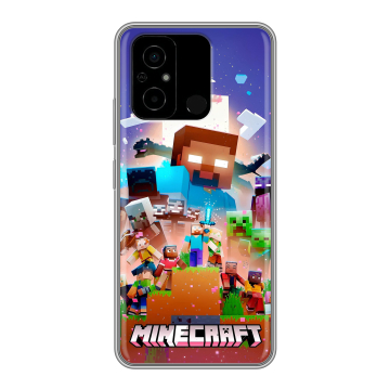 Силиконовый чехол на Xiaomi Poco C55 с принтом Майнкрафт Minecraft