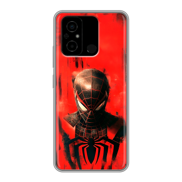 Силиконовый чехол на Xiaomi Poco C55 с принтом человек паук spiderman Силиконовый чехол на Xiaomi Poco C55 с принтом человек паук spiderman