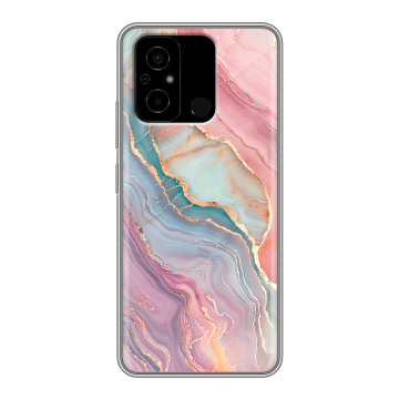 Силиконовый чехол на Xiaomi Poco C55 с принтом розовый мрамор Силиконовый чехол на Xiaomi Poco C55 с принтом розовый мрамор