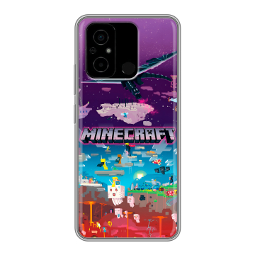 Силиконовый чехол на Xiaomi Poco C55 с принтом Майнкрафт Minecraft Силиконовый чехол на Xiaomi Poco C55 с принтом Майнкрафт Minecraft