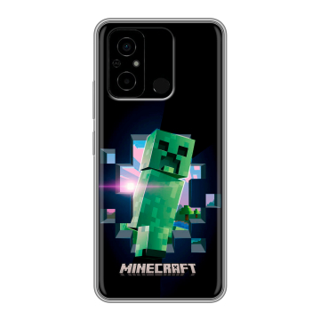 Силиконовый чехол на Xiaomi Poco C55 с принтом Майнкрафт Minecraft Силиконовый чехол на Xiaomi Poco C55 с принтом Майнкрафт Minecraft