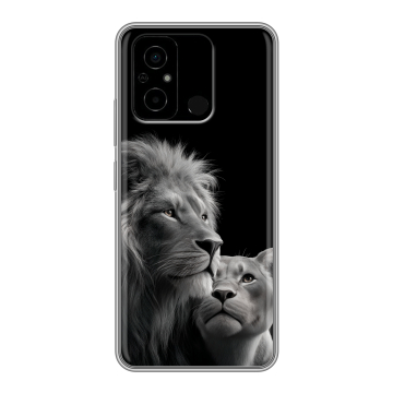 Силиконовый чехол на Xiaomi Poco C55 с принтом Лев кошки