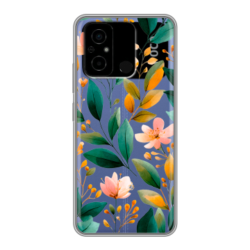 Силиконовый чехол на Xiaomi Poco C55 с принтом Цветы паттерн