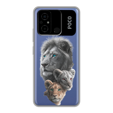 Силиконовый чехол на Xiaomi Poco C55 с принтом Львы