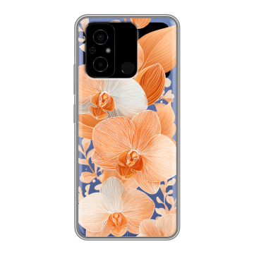 Силиконовый чехол на Xiaomi Poco C55 с принтом Бежевые цветы