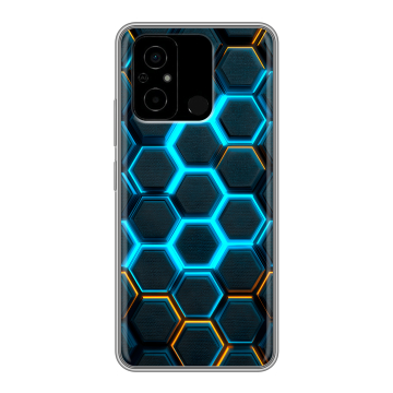 Силиконовый чехол на Xiaomi Poco C55 с принтом Неоновые соты