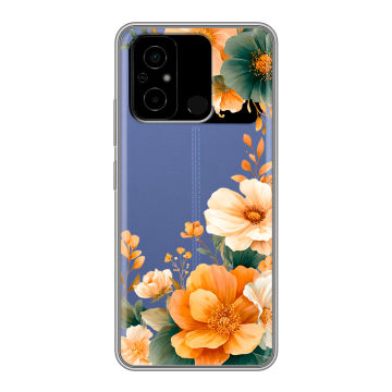 Силиконовый чехол на Xiaomi Poco C55 с принтом Цветы принт