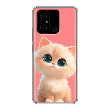 Силиконовый чехол на Xiaomi Poco C55 с принтом Розовый котенок
