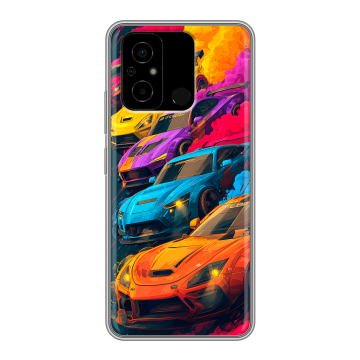 Силиконовый чехол на Xiaomi Poco C55 с принтом Тачки