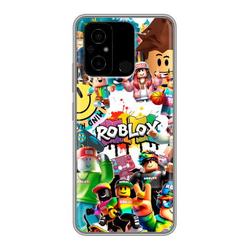 Силиконовый чехол на Xiaomi Poco C55 с принтом Roblox Роблокс