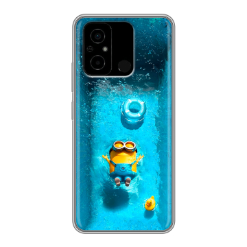 Силиконовый чехол на Xiaomi Poco C55 с принтом Миньоны