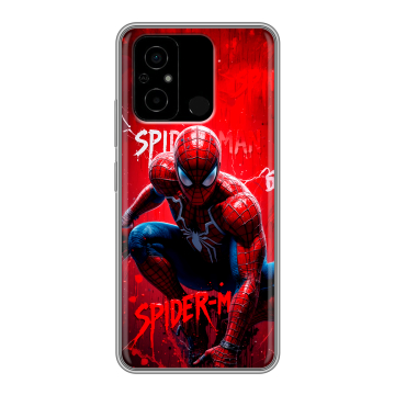 Силиконовый чехол на Xiaomi Poco C55 с принтом Spiderman Человек паук