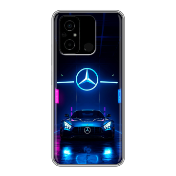 Силиконовый чехол на Xiaomi Poco C55 с принтом Mercedes Мерседес Силиконовый чехол на Xiaomi Poco C55 с принтом Mercedes Мерседес