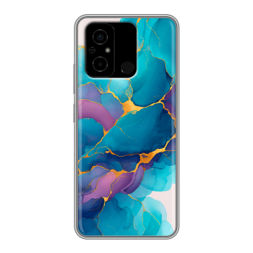 Силиконовый чехол на Xiaomi Poco C55 с принтом Мрамор блестки