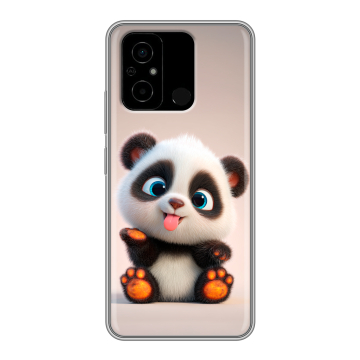 Силиконовый чехол на Xiaomi Poco C55 с принтом милая панда Силиконовый чехол на Xiaomi Poco C55 с принтом милая панда
