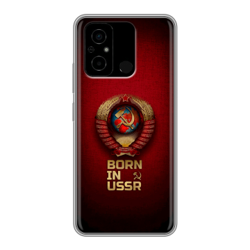 Силиконовый чехол на Xiaomi Poco C55 с принтом Флаг Герб СССР