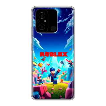 Силиконовый чехол на Xiaomi Poco C55 с принтом Roblox Роблокс