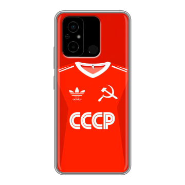 Силиконовый чехол на Xiaomi Poco C55 с принтом Флаг Герб СССР