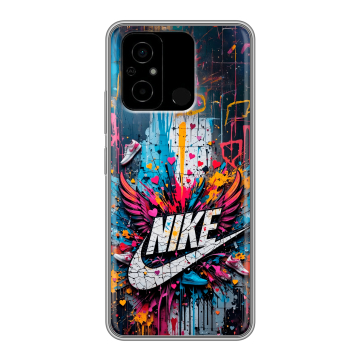 Силиконовый чехол на Xiaomi Poco C55 с принтом Nike Найк