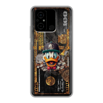 Силиконовый чехол на Xiaomi Poco C55 с принтом Дональд Дак Доллар Силиконовый чехол на Xiaomi Poco C55 с принтом Дональд Дак Доллар