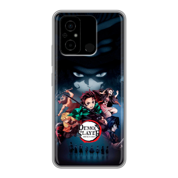 Силиконовый чехол на Xiaomi Poco C55 с принтом Demon Slayer Клинок рассекающий демонов