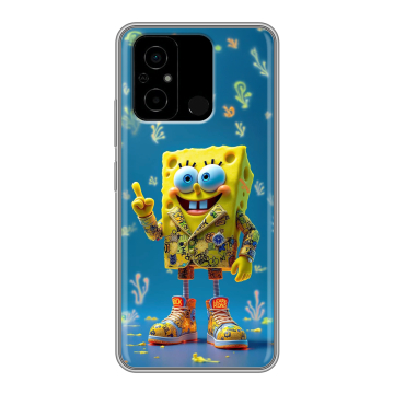 Силиконовый чехол на Xiaomi Poco C55 с принтом Спанч боб Спанчбоб Силиконовый чехол на Xiaomi Poco C55 с принтом Спанч боб Спанчбоб