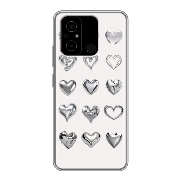 Силиконовый чехол на Xiaomi Poco C55 с принтом Y2K сердечки Силиконовый чехол на Xiaomi Poco C55 с принтом Y2K сердечки