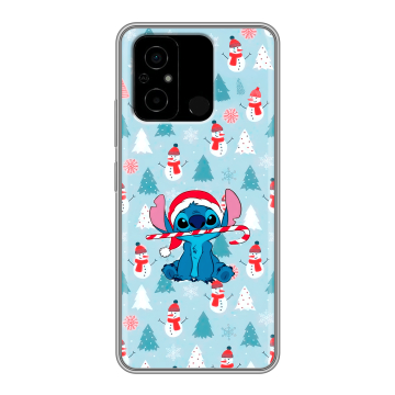 Силиконовый чехол на Xiaomi Poco C55 с принтом Стич Новый год