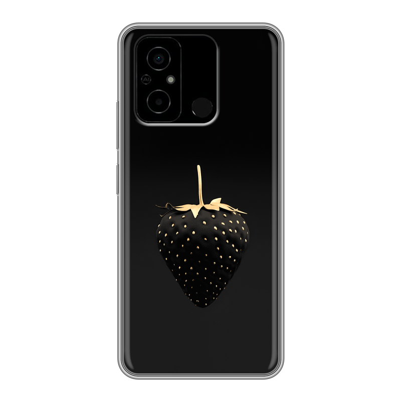 Силиконовый чехол на Xiaomi Poco C55 с принтом Черная клубника Силиконовый чехол на Xiaomi Poco C55 с принтом Черная клубника
