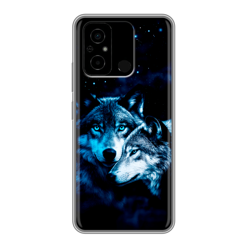 Силиконовый чехол на Xiaomi Poco C55 с принтом Волки Силиконовый чехол на Xiaomi Poco C55 с принтом Волки