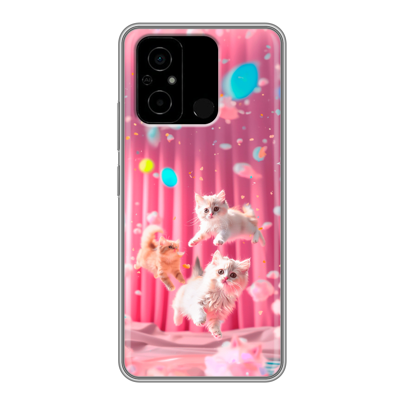Силиконовый чехол на Xiaomi Poco C55 с принтом милые котики Силиконовый чехол на Xiaomi Poco C55 с принтом милые котики