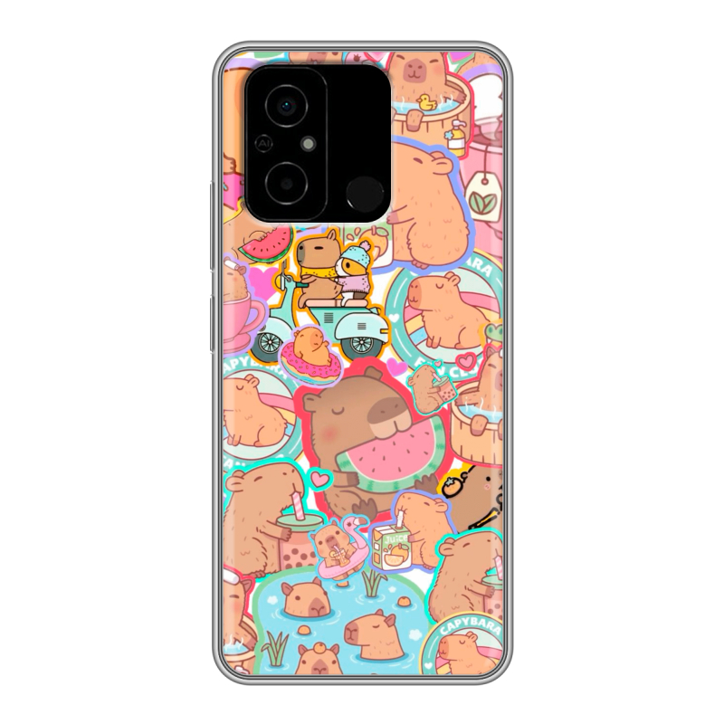 Силиконовый чехол на Xiaomi Poco C55 с принтом капибары Силиконовый чехол на Xiaomi Poco C55 с принтом капибары