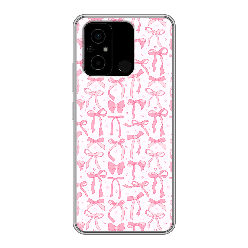 Силиконовый чехол на Xiaomi Poco C55 с принтом Розовые бантики Силиконовый чехол на Xiaomi Poco C55 с принтом Розовые бантики