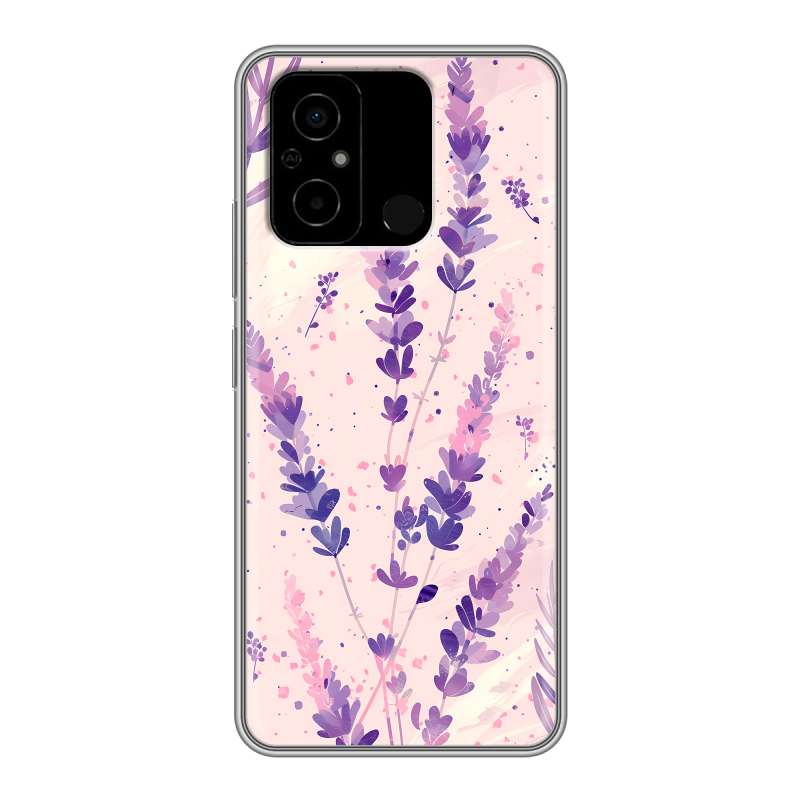 Силиконовый чехол на Xiaomi Poco C55 с принтом цветы лаванда Силиконовый чехол на Xiaomi Poco C55 с принтом цветы лаванда