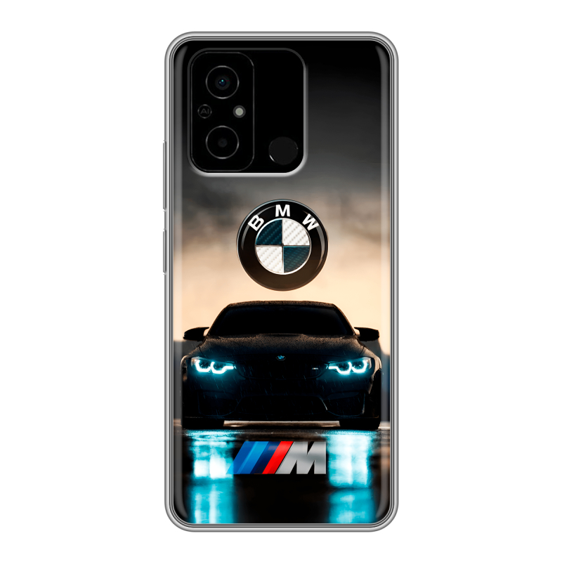 Силиконовый чехол на Xiaomi Poco C55 с принтом БМВ BMW Силиконовый чехол на Xiaomi Poco C55 с принтом БМВ BMW