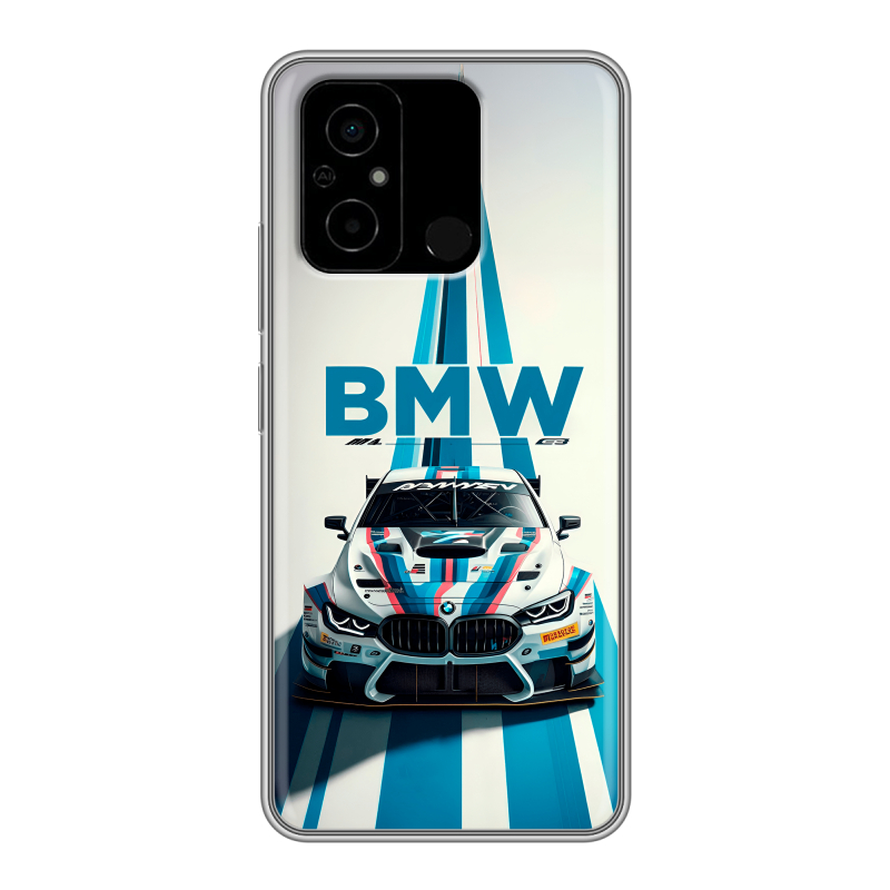 Силиконовый чехол на Xiaomi Poco C55 с принтом БМВ BMW Силиконовый чехол на Xiaomi Poco C55 с принтом БМВ BMW