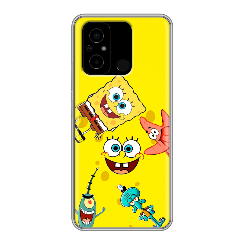Силиконовый чехол на Xiaomi Poco C55 с принтом Спанч боб Спанчбоб Силиконовый чехол на Xiaomi Poco C55 с принтом Спанч боб Спанчбоб